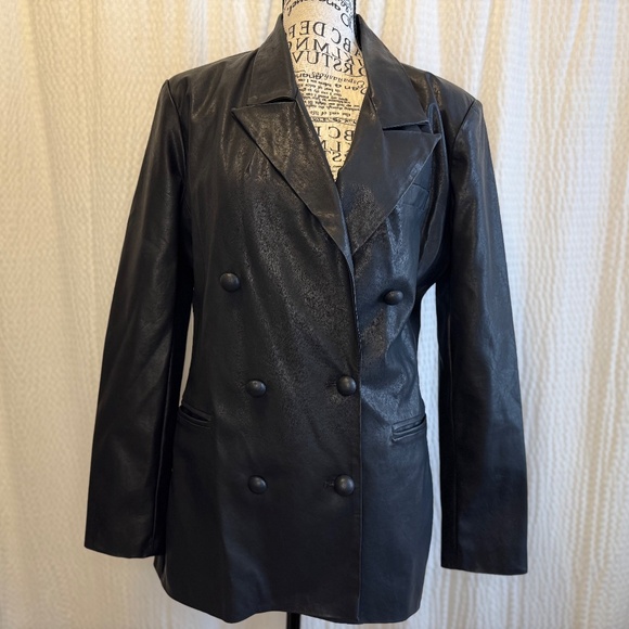 Anthropologie Blank NYC Faux Leather Black Blazer/Jacket Size Small - Picture 1 of 10